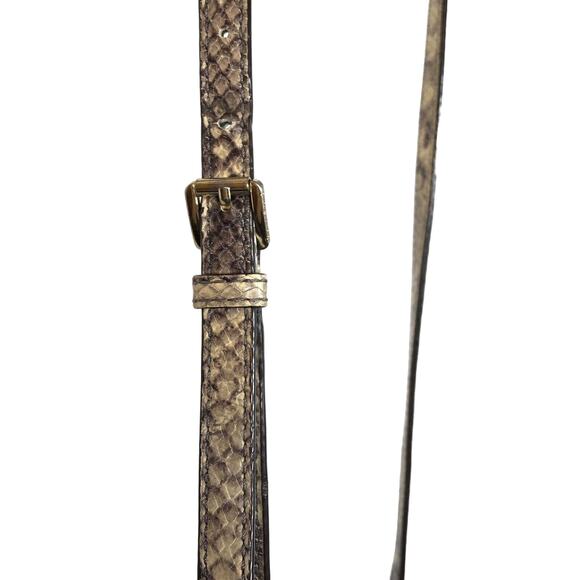 Michael Kors Riley Black Tan Beige Python Embossed Leather Satchel Crossbody - Picture 10 of 16